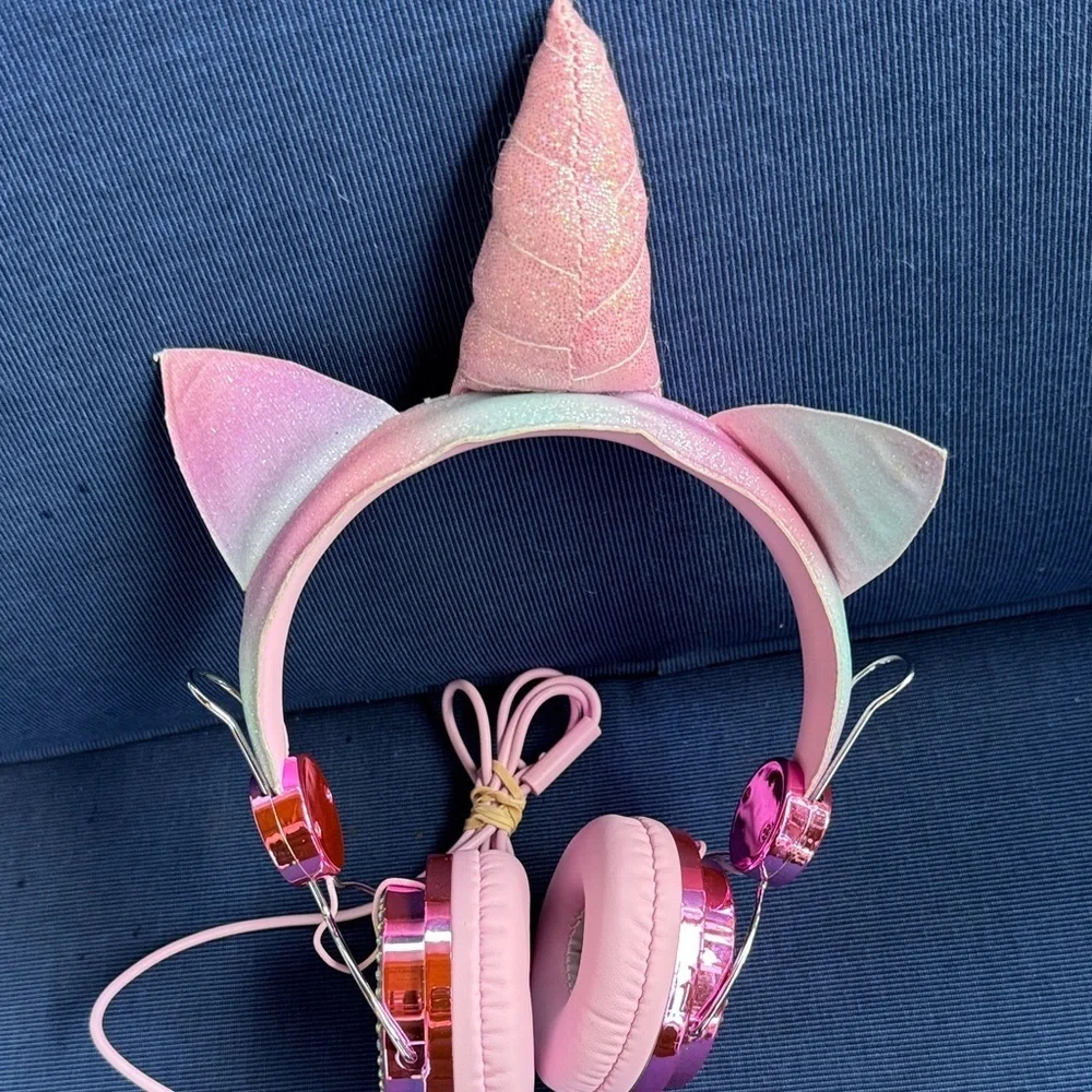Sparkly Pink Unicorn Kids Headphones